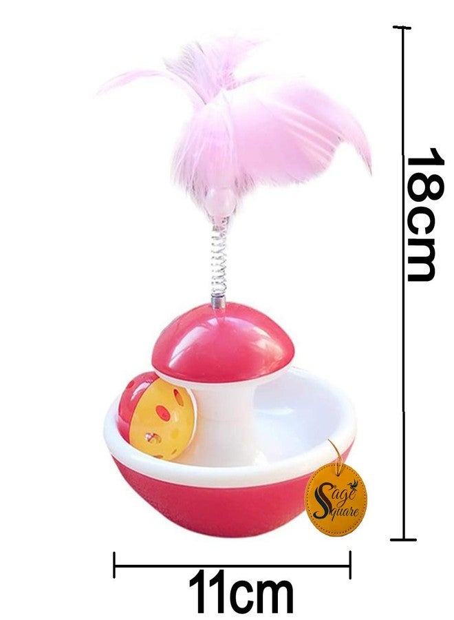 Sage Square Rolling Interactive Tumbler Pet Friendly Cat Toy/Feather Teaser/Training Toy for Cat/Kitten/Puppy (Yellow) - Image 4